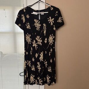 Liz Claiborne Black and Cream Floral  Dress